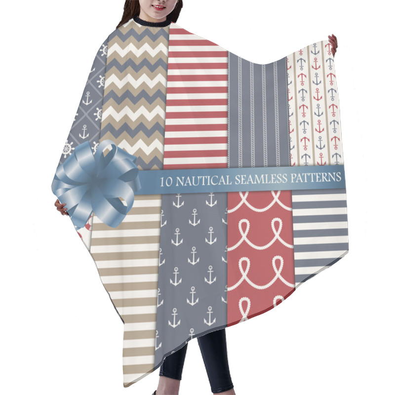 Personality  Nautical Vector Seamless Patterns Set Hair Cutting Cape