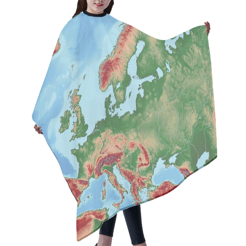 Personality  Coloured Map Of Europe Hair Cutting Cape