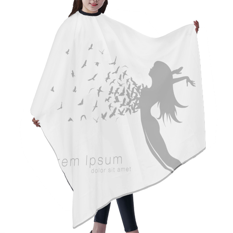 Personality  Girl With Birds Flying Hair Cutting Cape