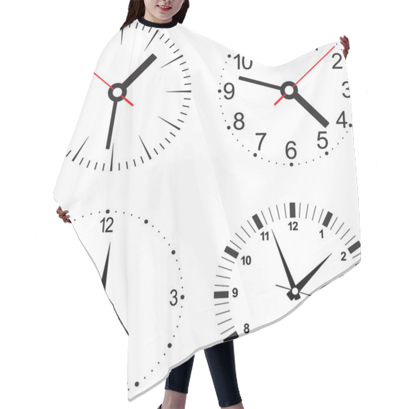 Personality  Set Vector Illustration Of Clock Hair Cutting Cape