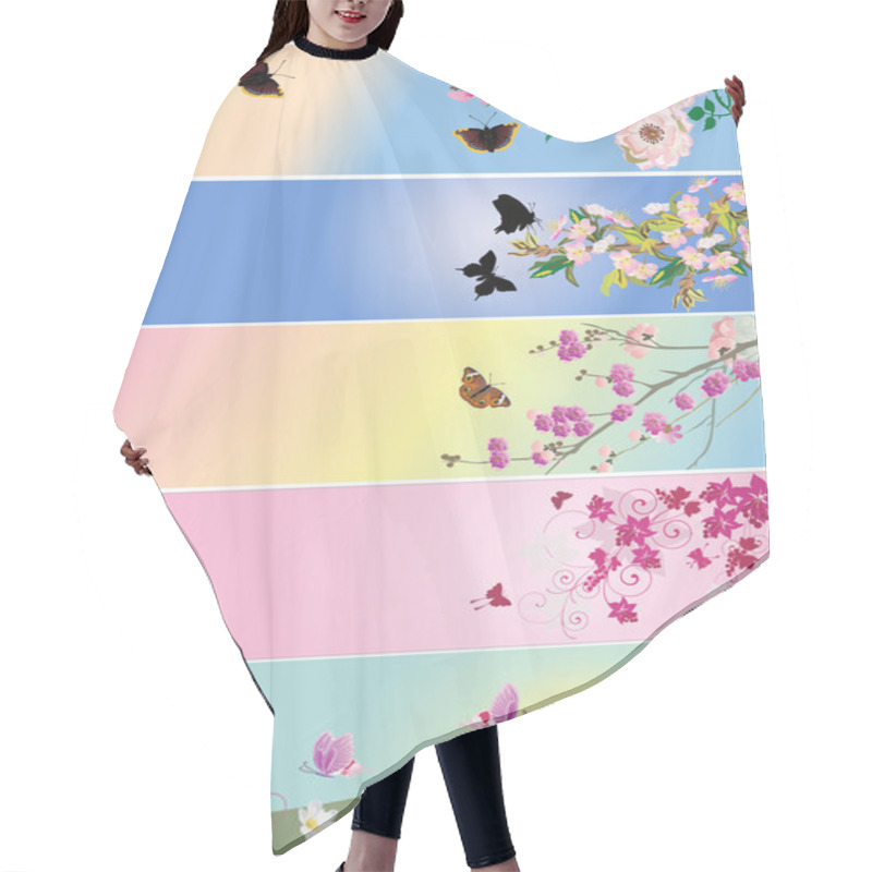 Personality  Butterflies And Flowers Stripes Collection Hair Cutting Cape