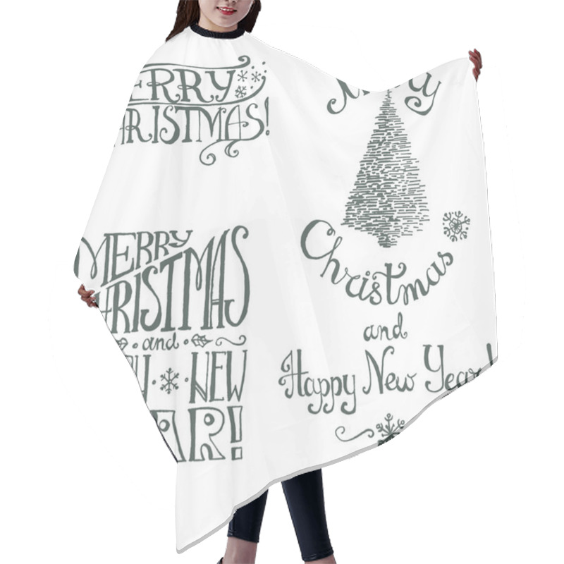 Personality  Christmas Hand Drawn Vector Retro Lettering Hair Cutting Cape