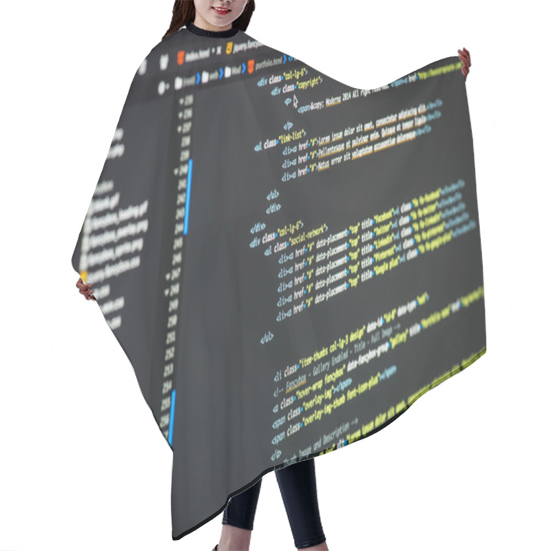 Personality  HTML And CSS Code Developing Screenshot. Hair Cutting Cape