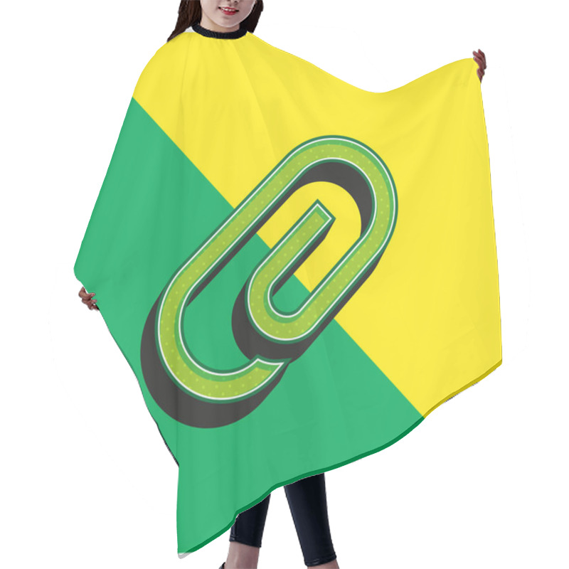 Personality  Attachment Diagonal Interface Symbol Of Paperclip Green And Yellow Modern 3d Vector Icon Logo Hair Cutting Cape