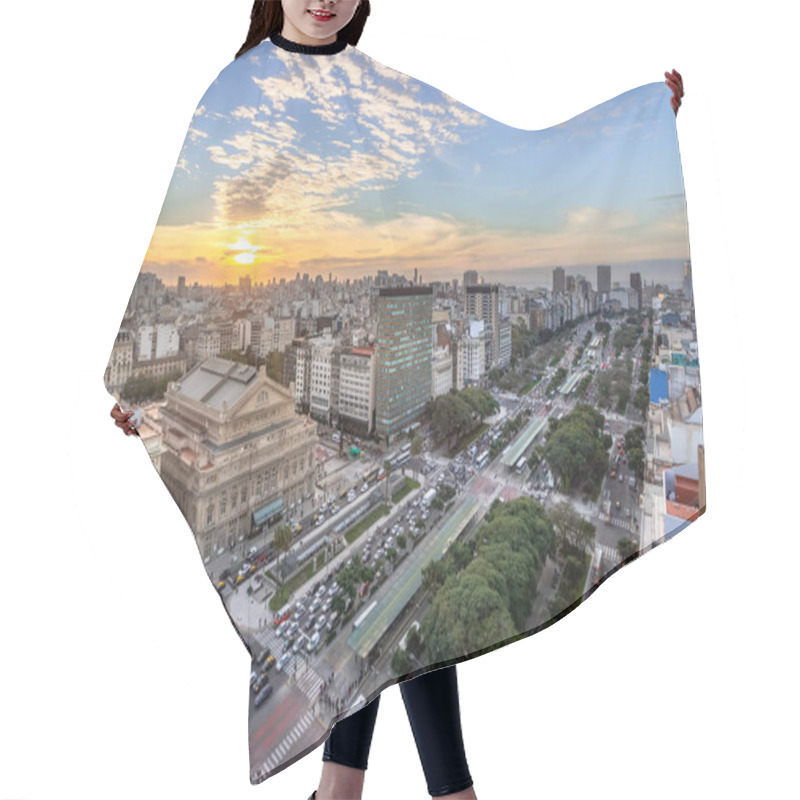 Personality  Aerial View Of 9 De Julio Avenue At Sunset - Buenos Aires, Argentina Hair Cutting Cape