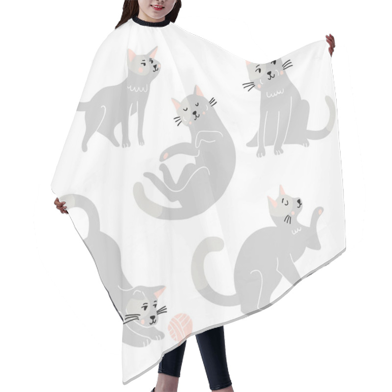 Personality  Cute Funny Cats Vector Set Hair Cutting Cape