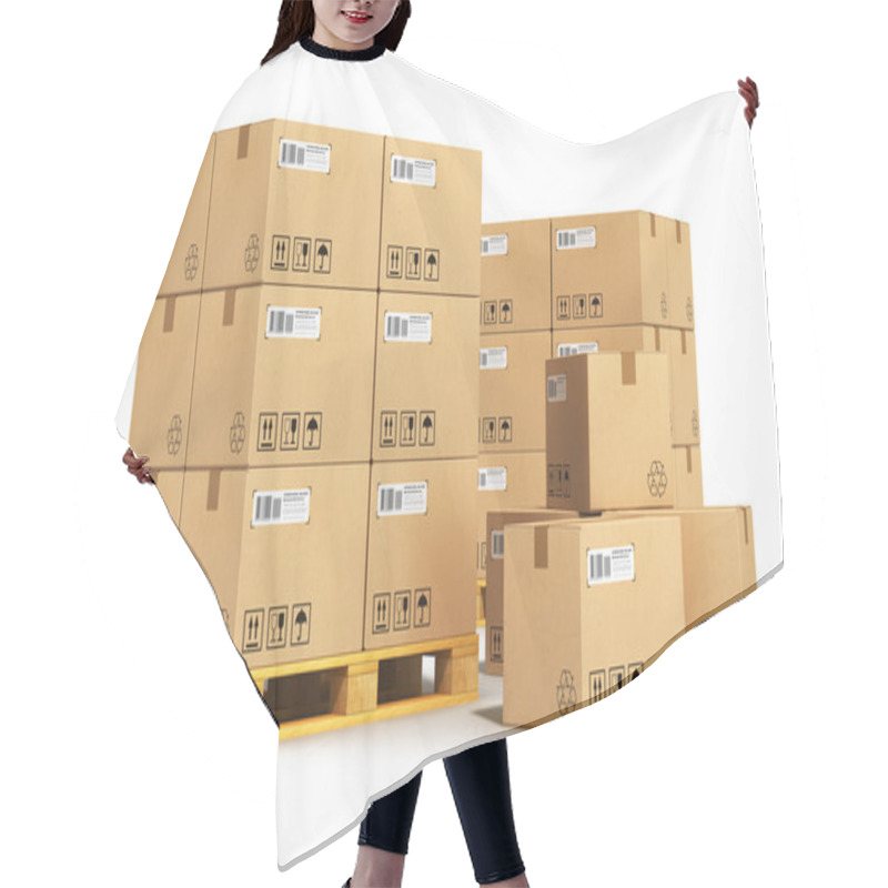 Personality  Cardboard Boxes On Shipping Pallets Hair Cutting Cape