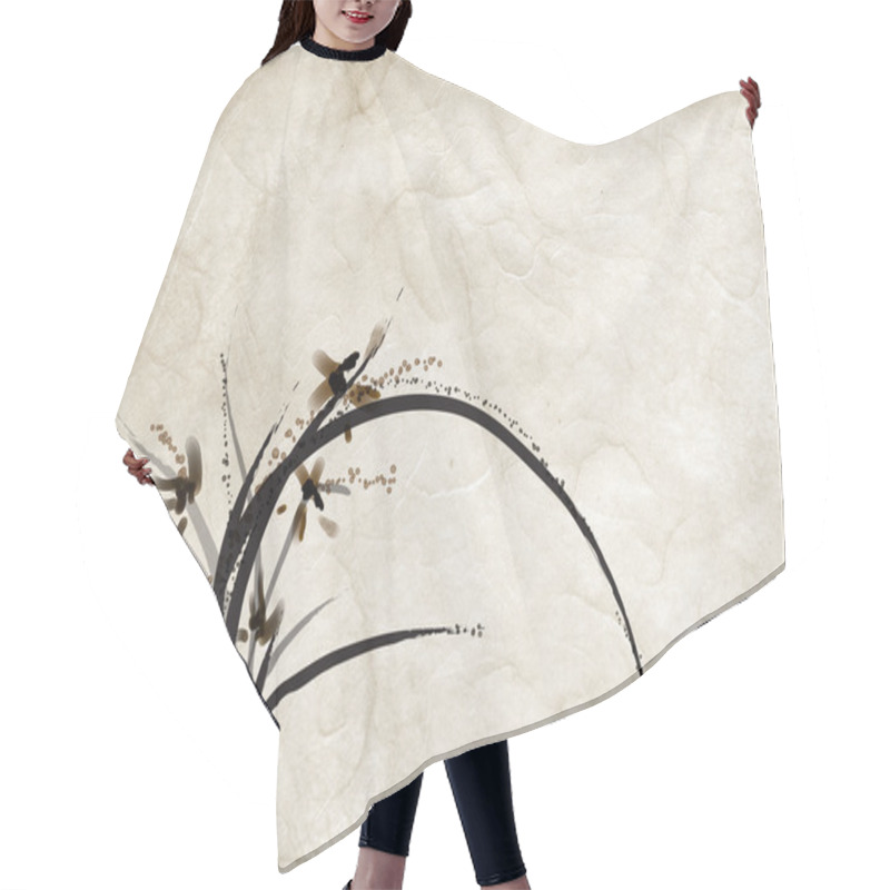 Personality  Chinese Painting Of Orchid Hair Cutting Cape