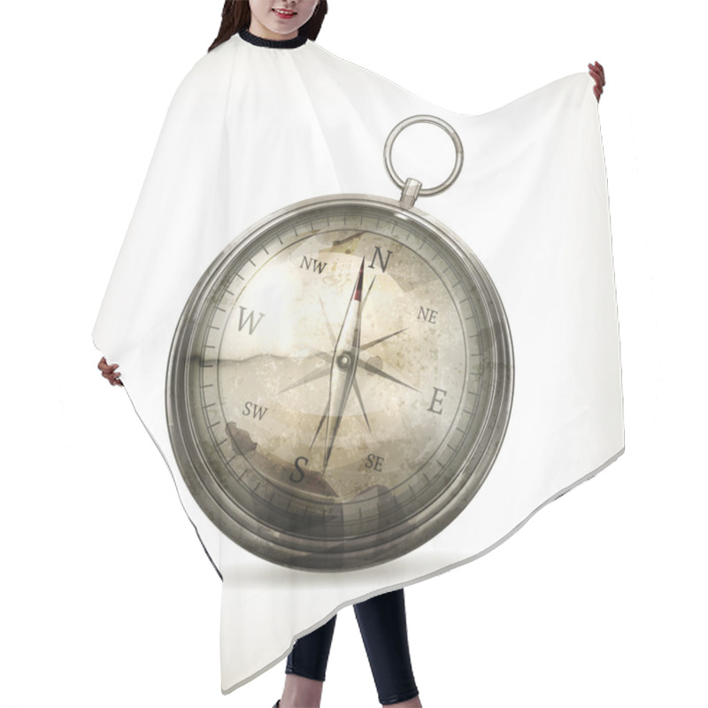 Personality  Compass, Old-style Vector Isolated Hair Cutting Cape