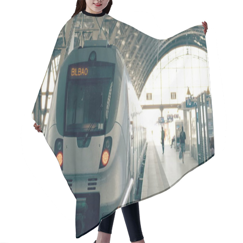 Personality  Modern Train To Bilbao. Travelling To Spain Conceptual Illustration Hair Cutting Cape