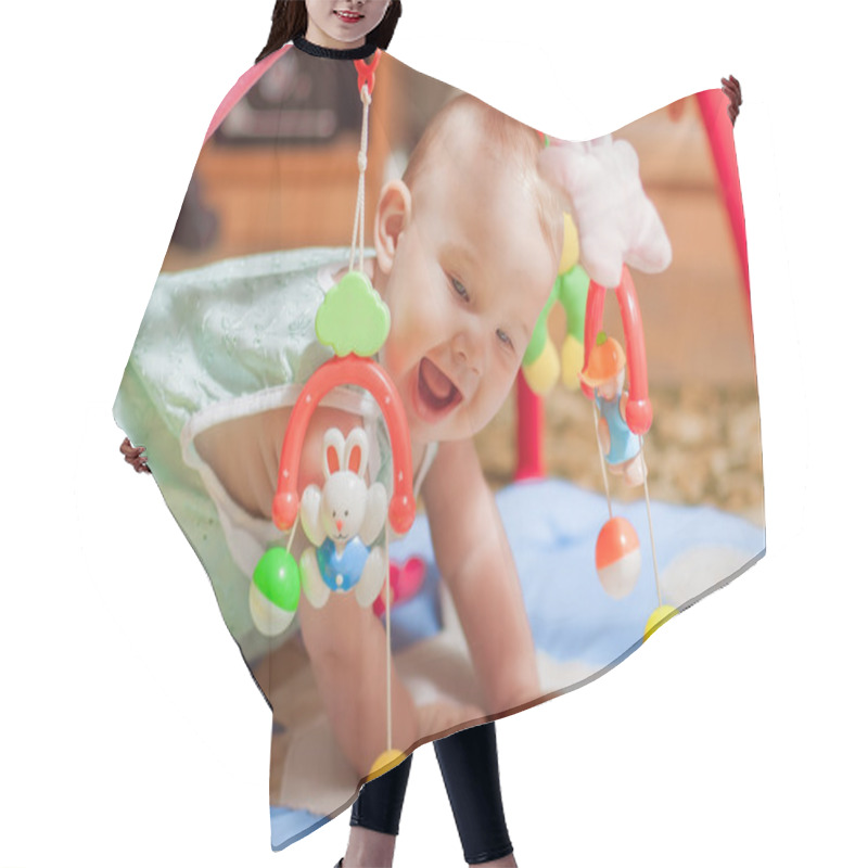 Personality  Little Baby Playing With Toys At Home Hair Cutting Cape