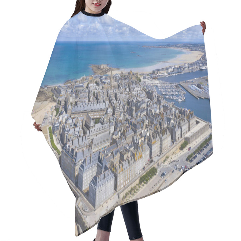 Personality  Aerial View Of The Beautiful City Of Privateers - Saint Malo In Brittany, France Hair Cutting Cape