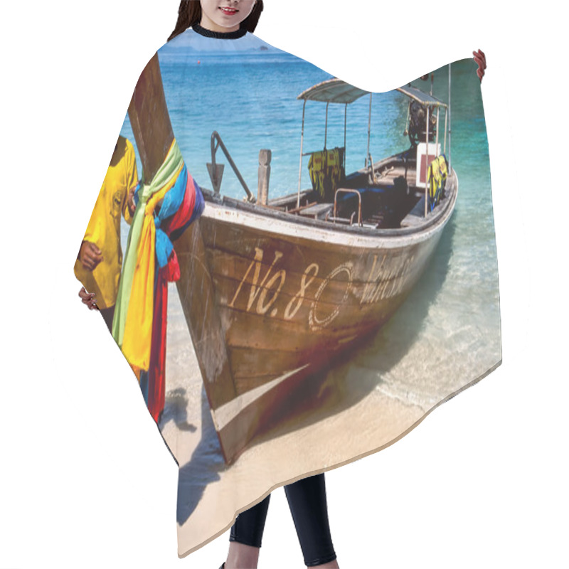 Personality  Longtail Boat On Tropical Beach Hair Cutting Cape