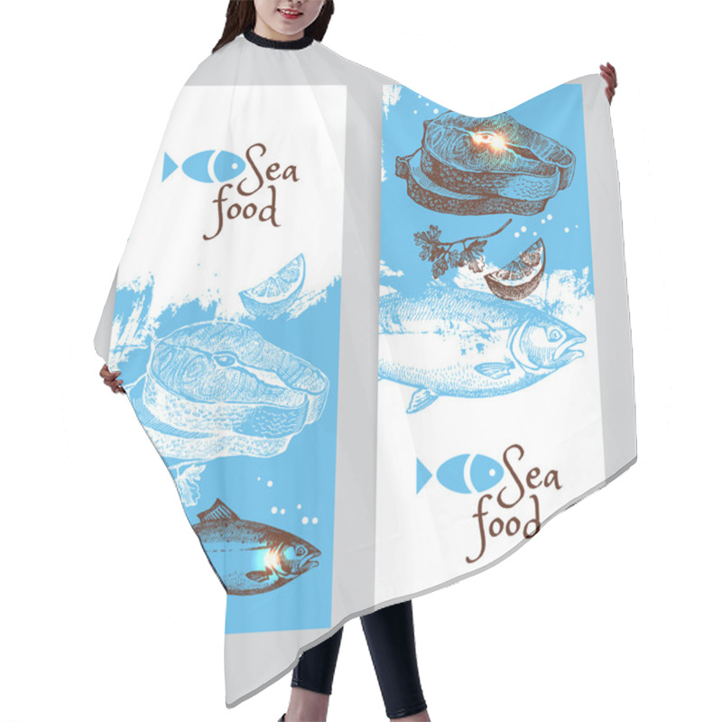 Personality  Hand Drawn Sea Background Set Hair Cutting Cape