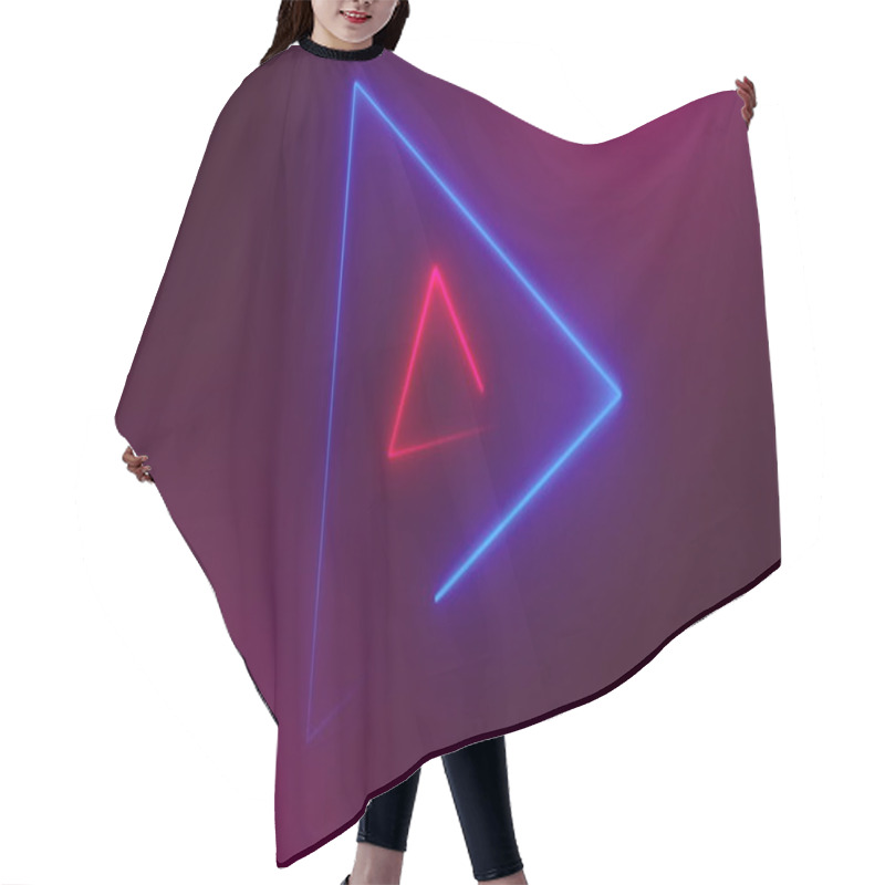 Personality  Many Neon Triangles In Space, Abstract Computer Generated Backdrop, 3D Render Hair Cutting Cape