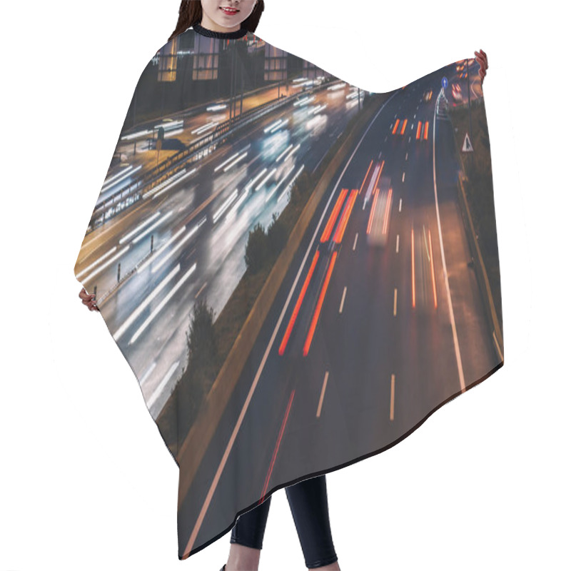 Personality  Speed Morning Traffic Motion Blur In Generic Highway Hair Cutting Cape