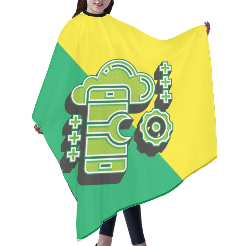 Personality  Application Green And Yellow Modern 3d Vector Icon Logo Hair Cutting Cape