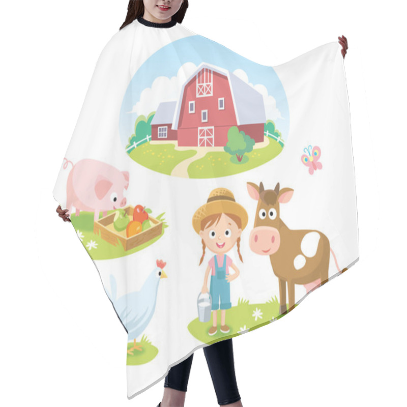 Personality  Farm Animals With Barn Hair Cutting Cape