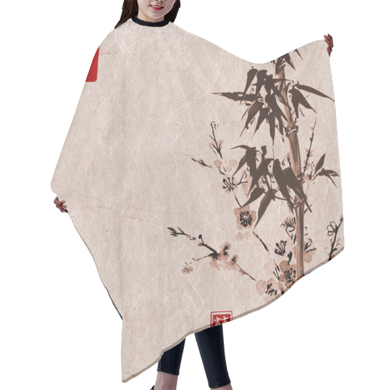 Personality  Bamboo And Sakura On  Background Hair Cutting Cape