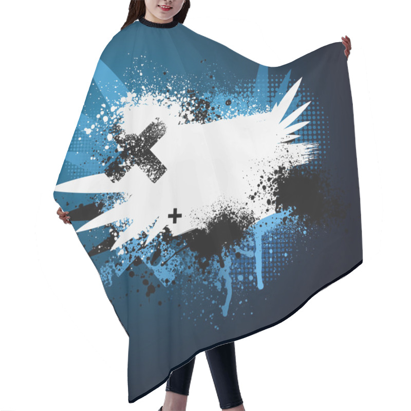 Personality  Blue Wing Paint Splatter Hair Cutting Cape