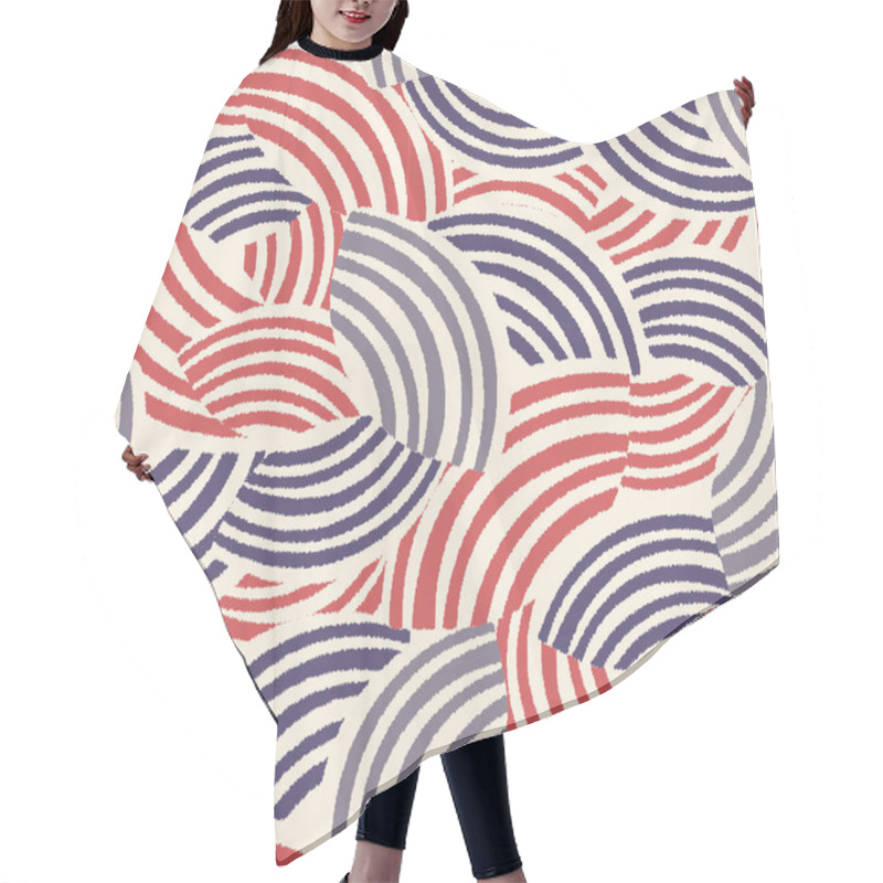 Personality  Seamless Abstract Geometric Pattern Of Random Arcuate Stripes. Hair Cutting Cape