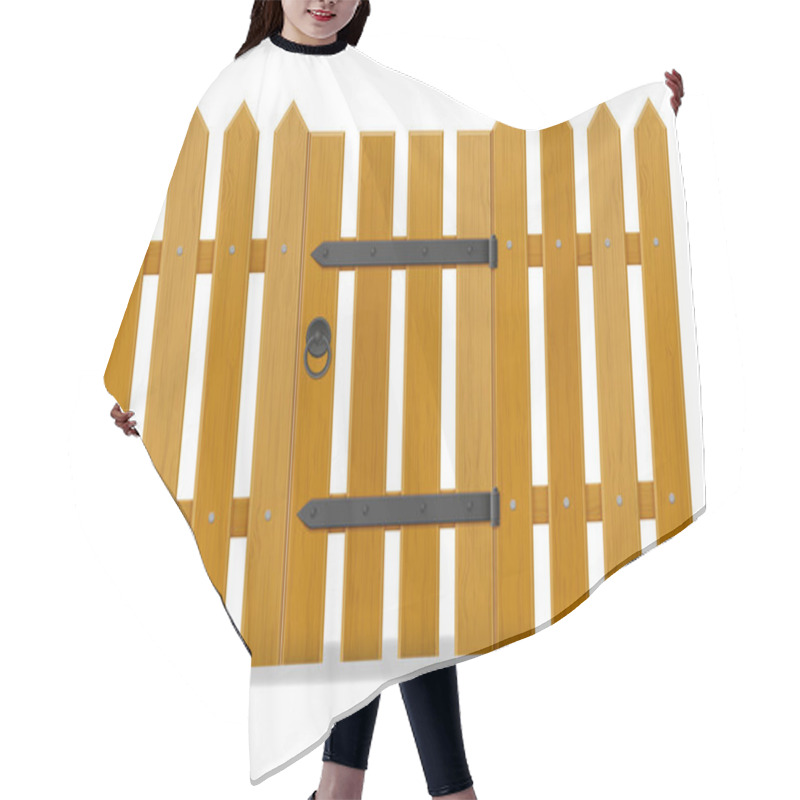 Personality  Wooden Fence With Wicket Door Vector Illustration Hair Cutting Cape