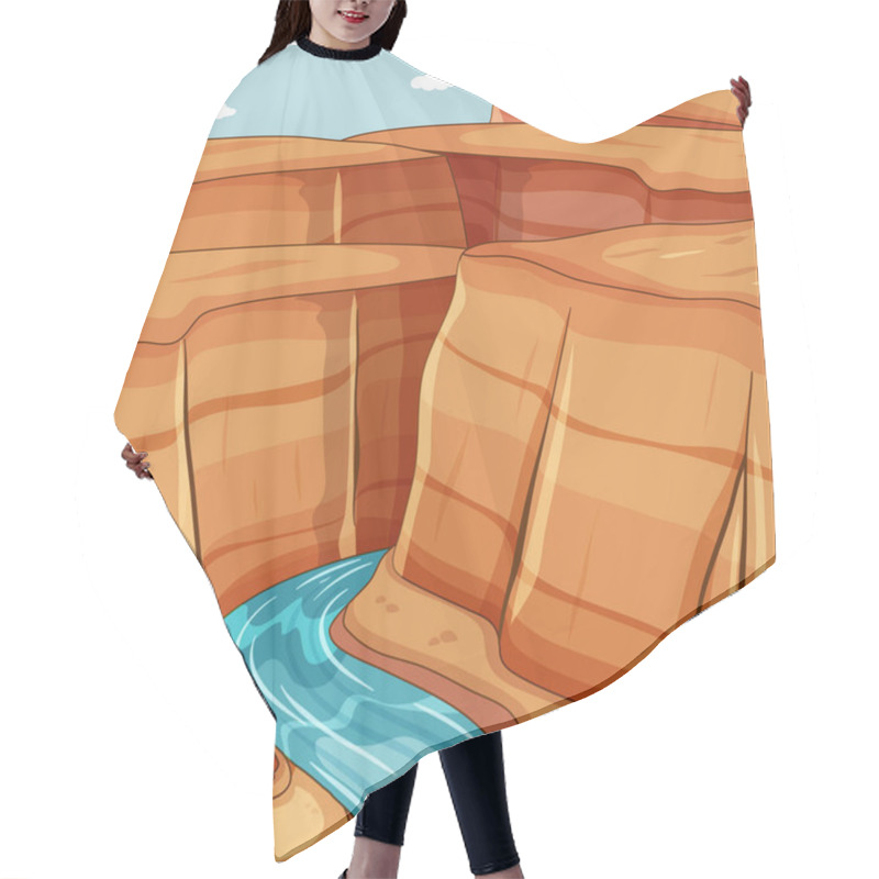 Personality  Big Canyon With River Background Scene Illustration Hair Cutting Cape