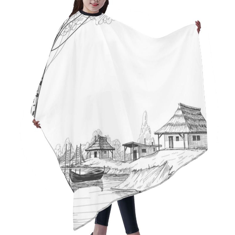 Personality  Fishing Village Sketch  Hair Cutting Cape