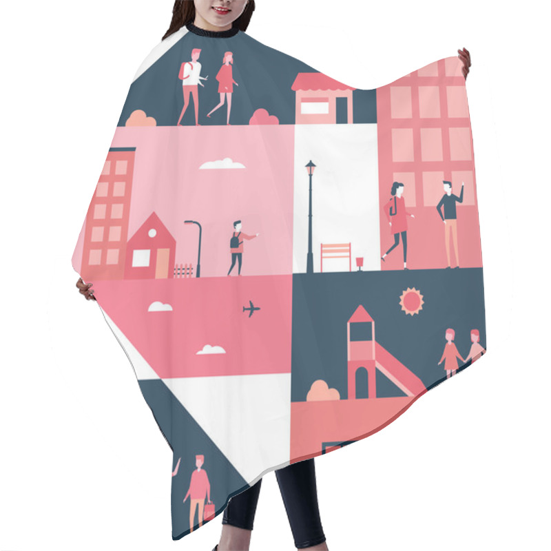 Personality  Childhood - Flat Design Style Illustration Hair Cutting Cape