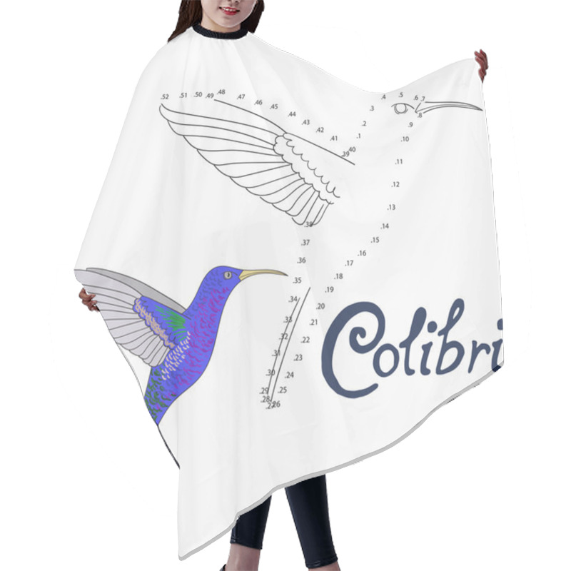 Personality  Educational Game Connect Dots To Draw Colibri Bird Hair Cutting Cape