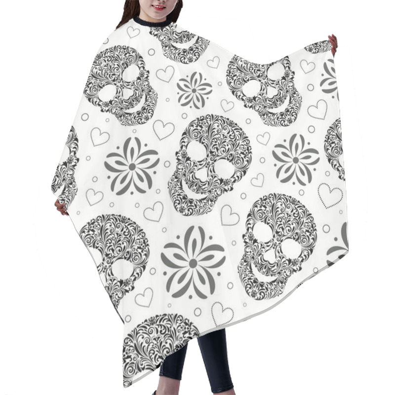 Personality  Abstract Floral Skulls Hair Cutting Cape