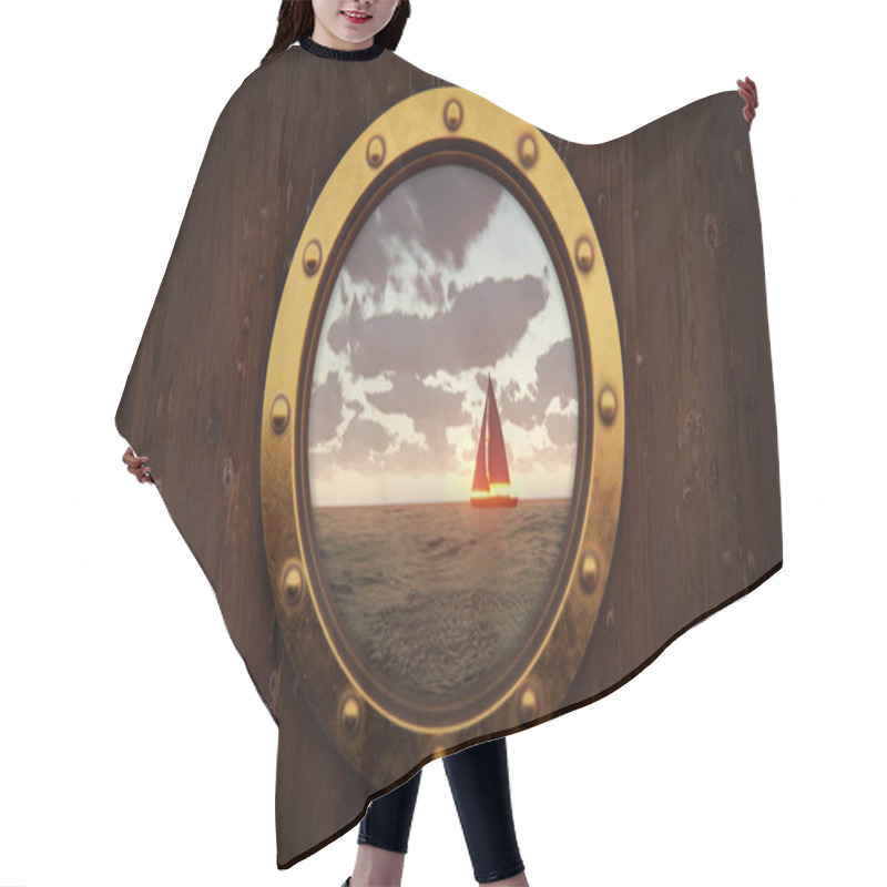 Personality  Ship Porthole And Sailing Boat Float On The Water Hair Cutting Cape