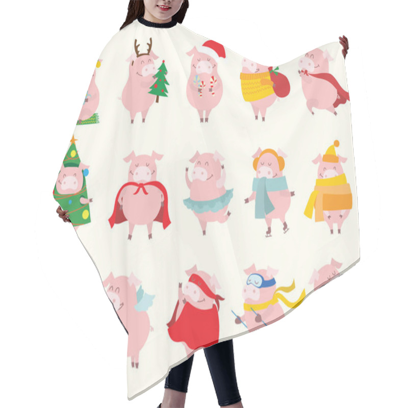 Personality  Funny Symbol Of Year Pig On Yellow Background Hair Cutting Cape