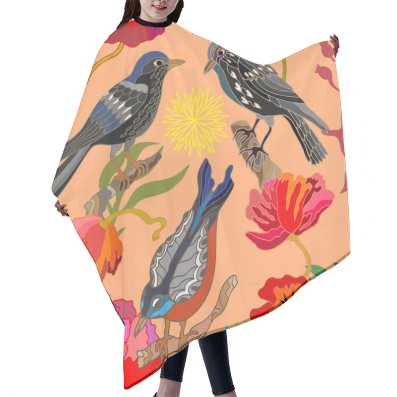 Personality  Japanese Garden. Seamless Oriental Pattern With Victorian Motifs. Hair Cutting Cape