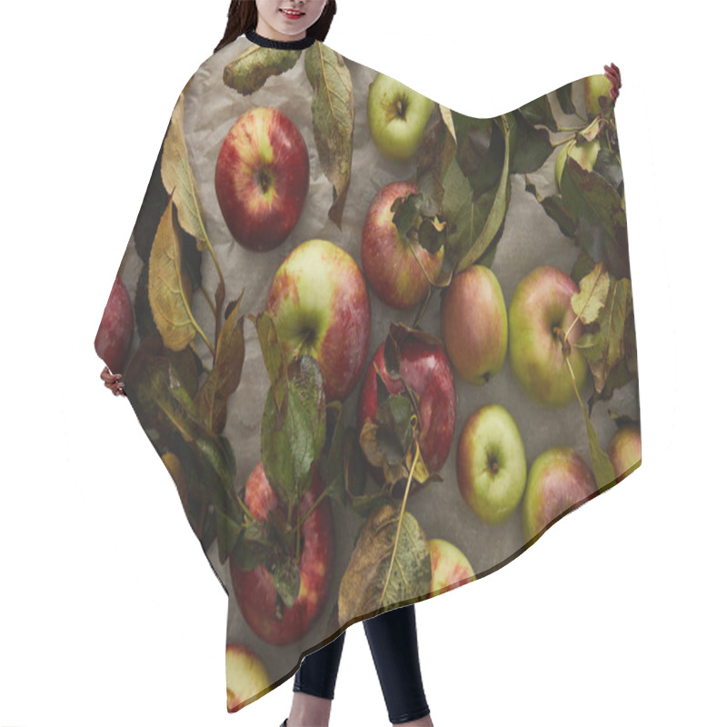 Personality  Top View Of Ripe Apples With Branch And Leaves Hair Cutting Cape