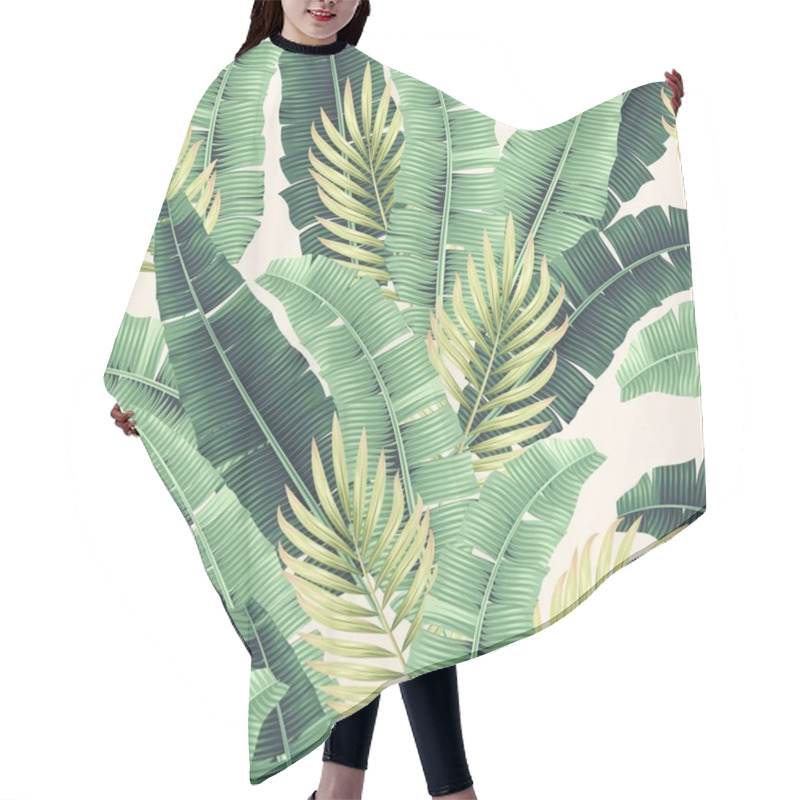 Personality  Vector Seamles Pattern With Tropical Palm Leaves Hair Cutting Cape