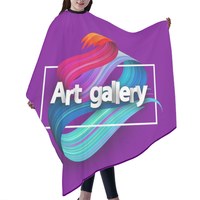 Personality  Art Gaallery Poster With White Frame And Spectrum Brush Stroke On Purple Background. Colorful Gradient Brush Design. Vector Paper Illustration Hair Cutting Cape