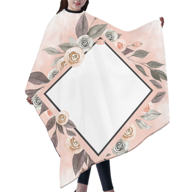 Personality  Pale Brown And Orange Leaves - Botanical Design Banner. Floral Pastel Watercolor Border Frame. Hair Cutting Cape