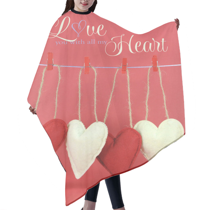 Personality  Love Greeting And Hearts Hanging From Pegs On A Line Hair Cutting Cape