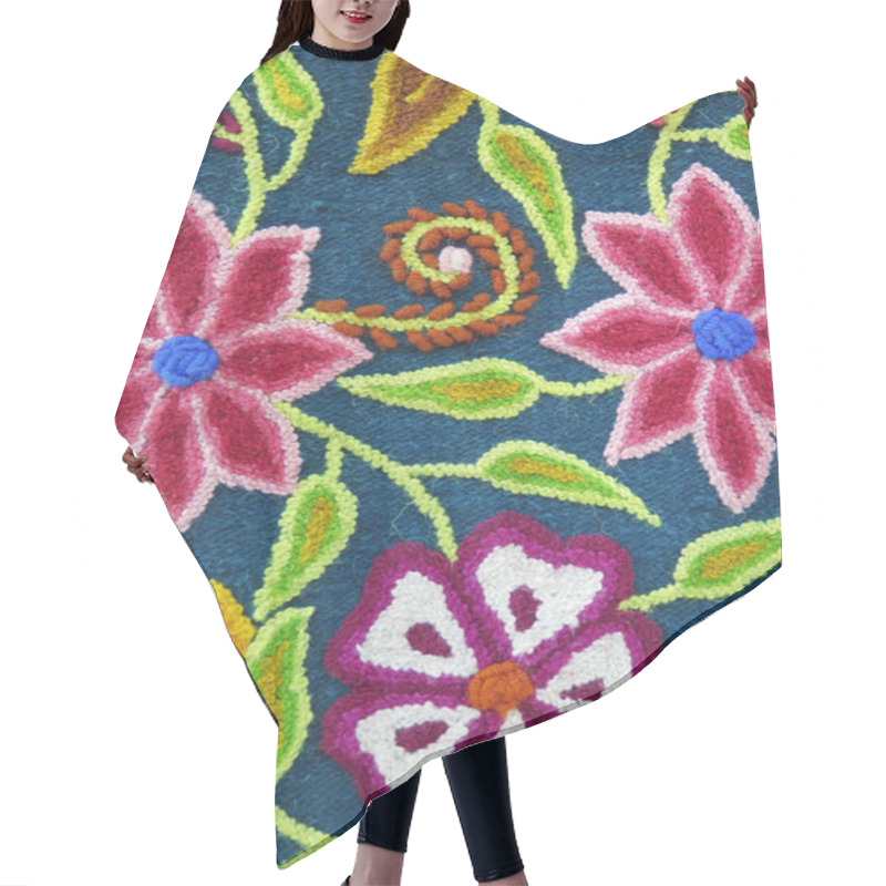 Personality  Peruvian Hand Made Flower Woolen Fabric Hair Cutting Cape