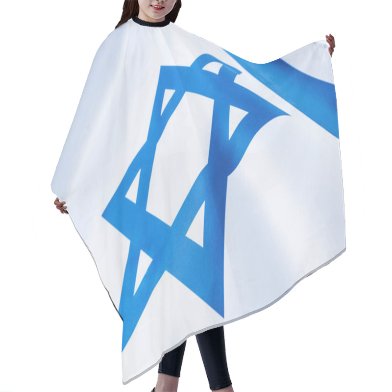 Personality  Close Up Of Blue Star Of David On National Flag Of Israel Hair Cutting Cape