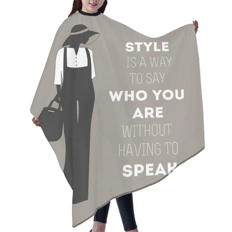 Personality  Fashion Woman With  Quote. Hair Cutting Cape