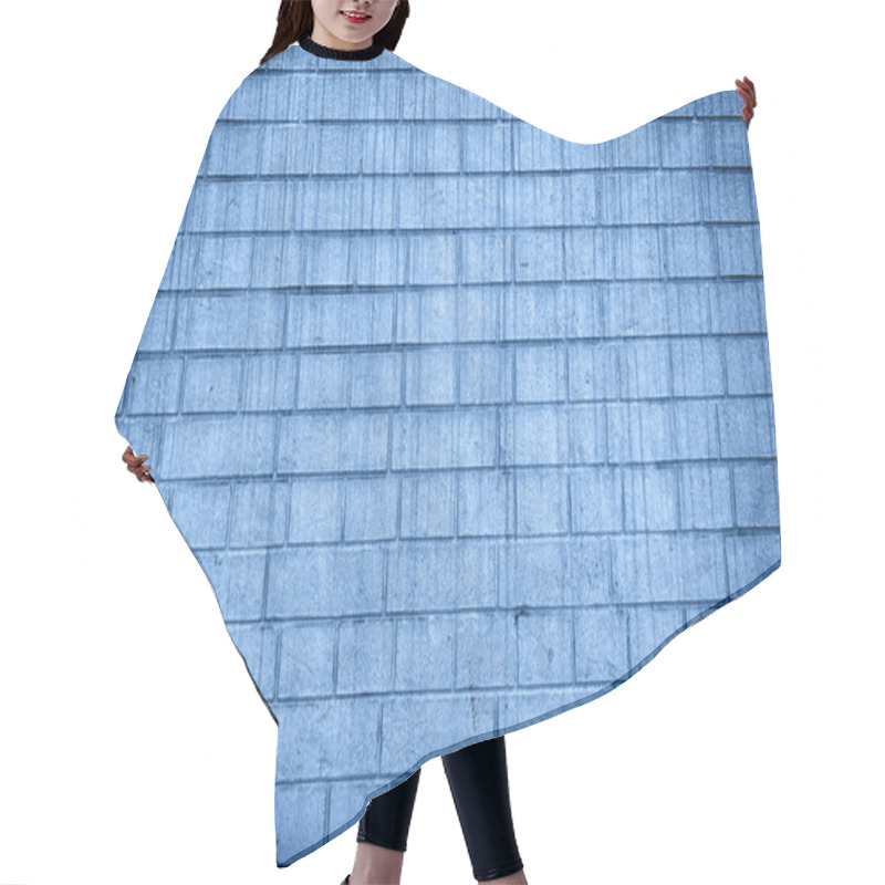 Personality  Grunge Brick Wall Texture, Copy Space. Classic Blue Background.  Hair Cutting Cape