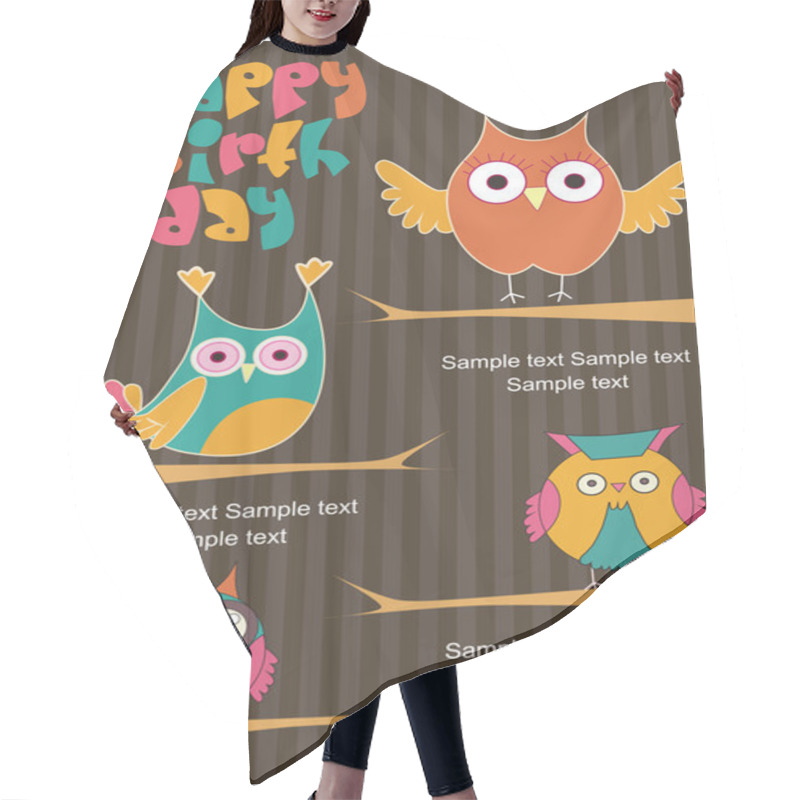 Personality  Happy Birthday Card With Owl Hair Cutting Cape