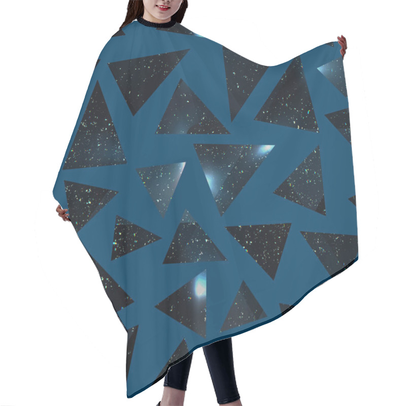 Personality  Abstract Triangle Pattern With Grunge Effect Hair Cutting Cape