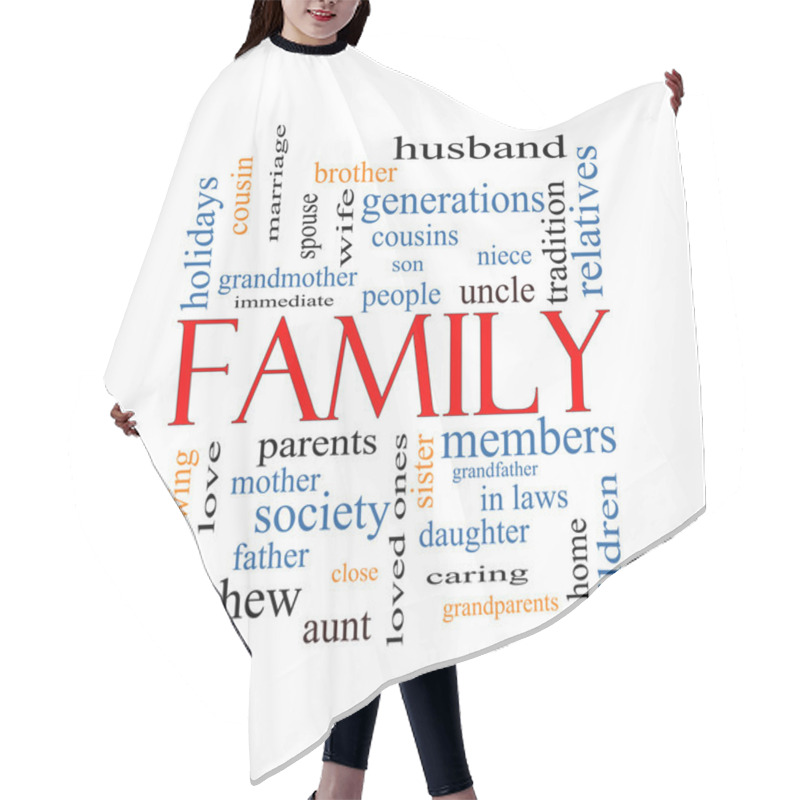 Personality  Family Word Cloud Concept Hair Cutting Cape