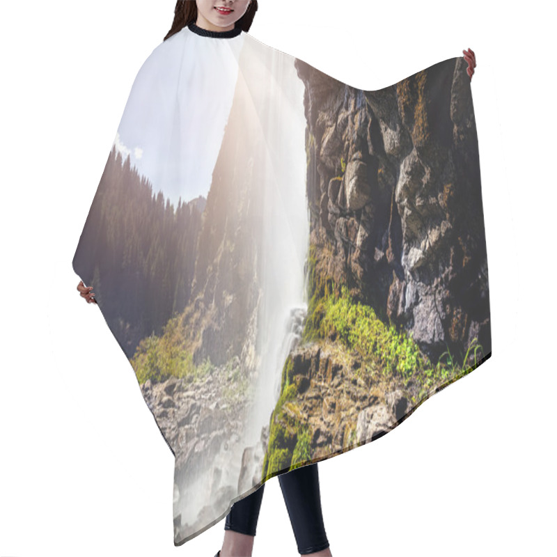 Personality  Beautiful Waterfall In The Mountains Hair Cutting Cape