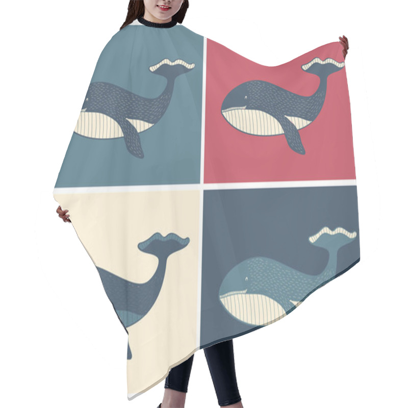 Personality  Retro  Whale Illustration Hair Cutting Cape