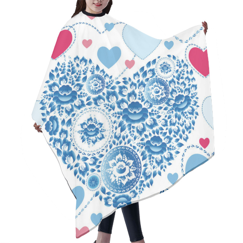 Personality  Wedding  Pattern With Hearts Hair Cutting Cape