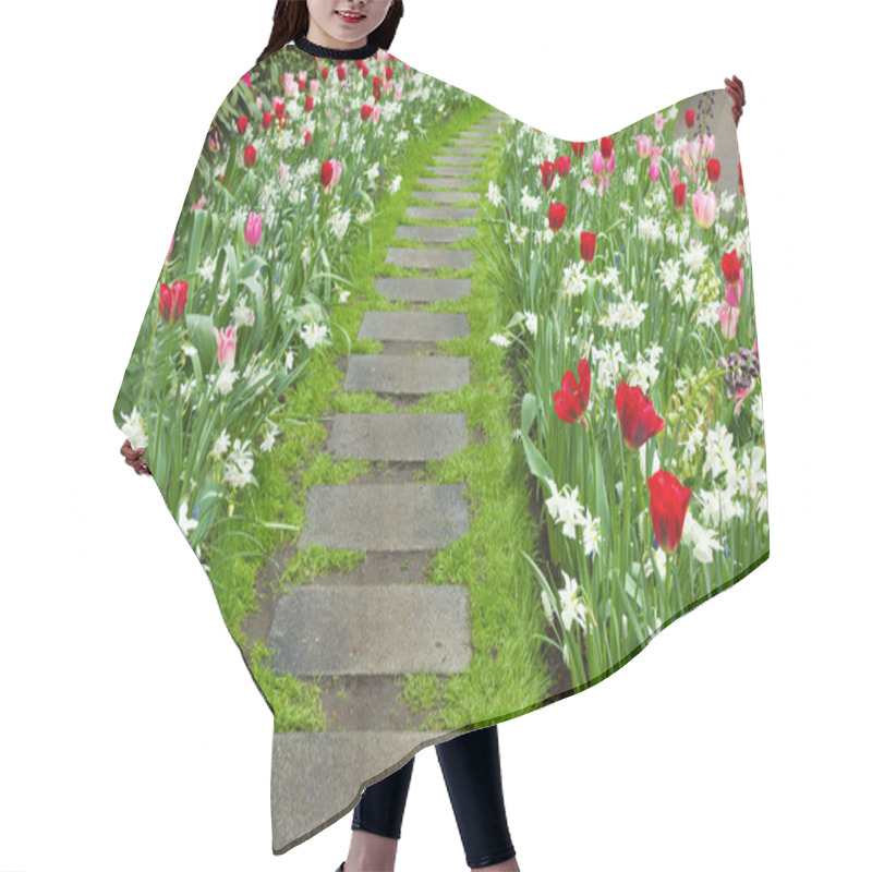 Personality  Stone Walk Way Winding In A Garden Hair Cutting Cape